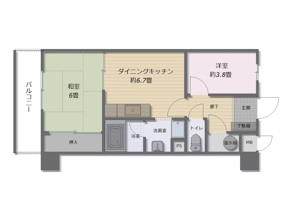 コープ野村万代 6階 2DK